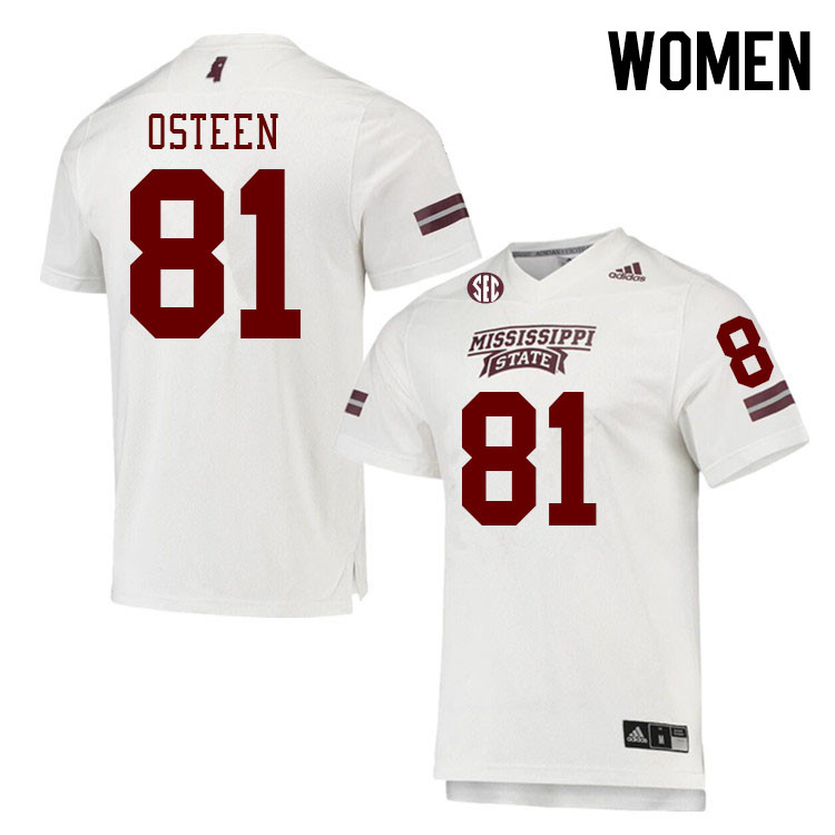 Women #81 Andrew Osteen Mississippi State Bulldogs College Football Jerseys Stitched Sale-White